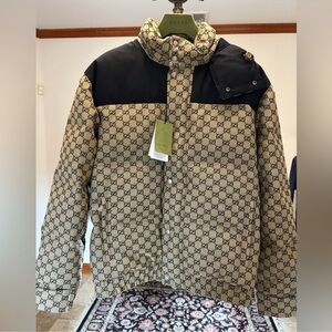 Men’s Gucci, GG canvas down puffer jacket size 52/XL made in Italy